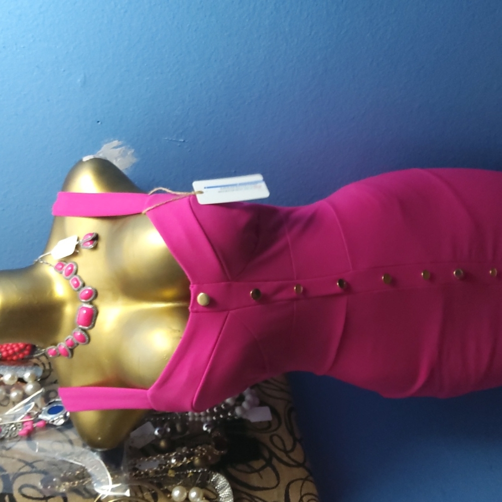 PINK  BODYCON DRESS - Picture 3 of 4